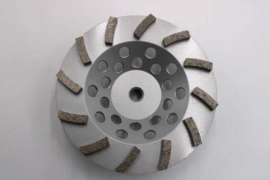 7” Turbo Segmented Diamond Grinding Cup Wheel – 12 Segment – Silver – 5/8”-11 Thread