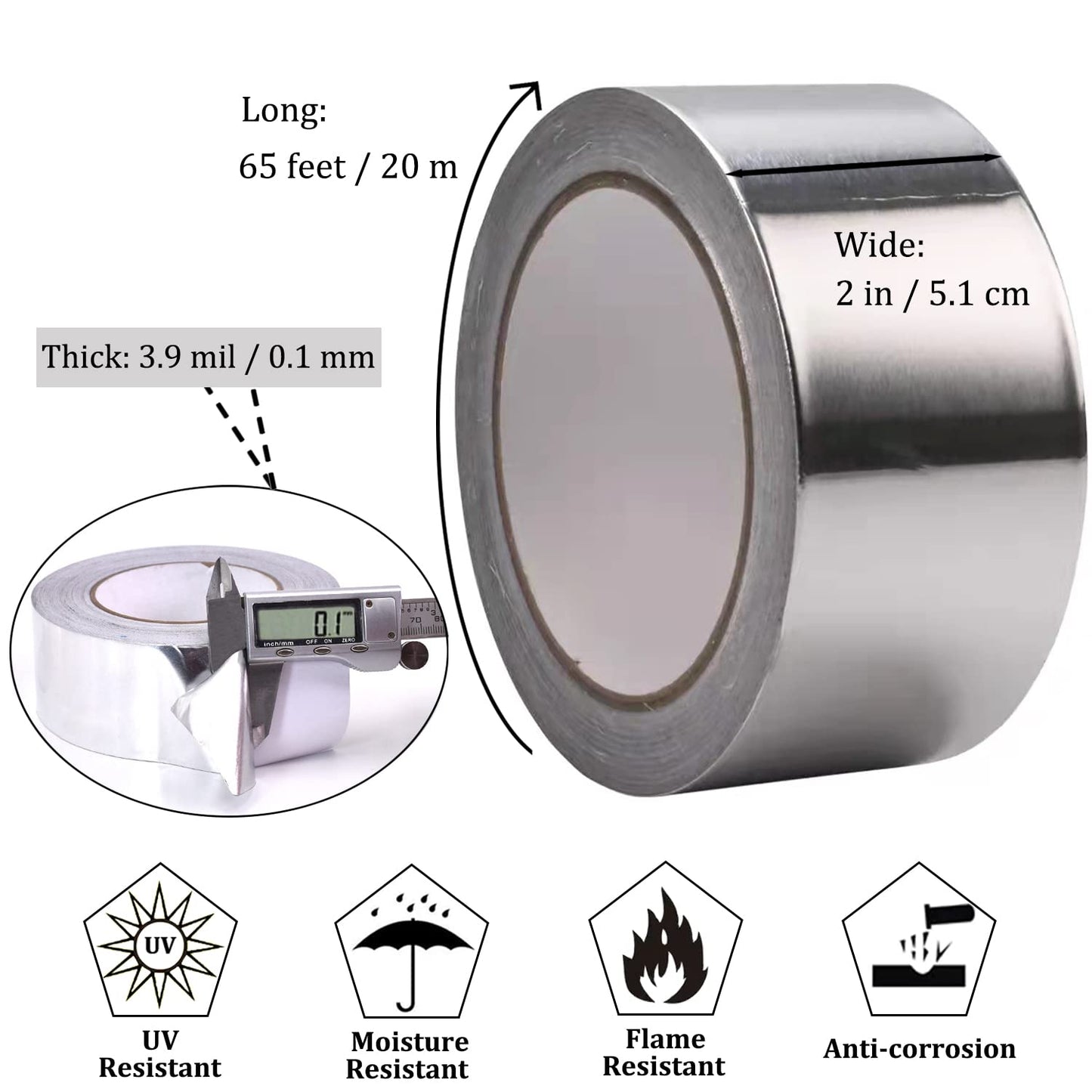 2” Aluminum Foil Tape – 65 ft Roll