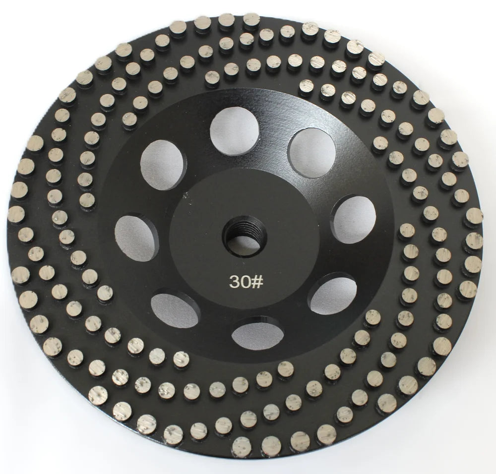 7" X 5/8-11 THREADEA CLUSTER CUP WHEEL, SOFT BOND, BLACK