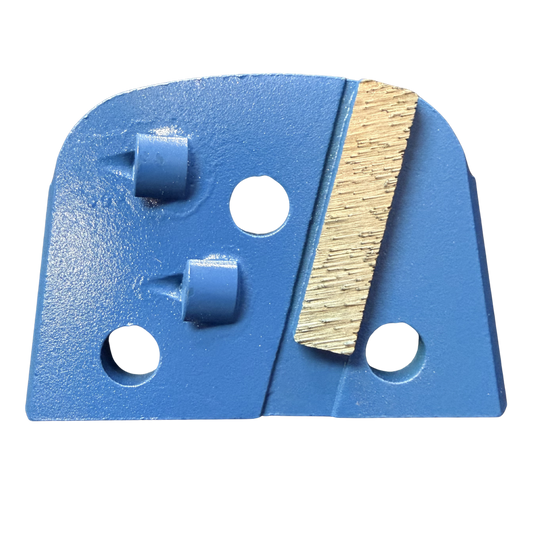Lavina PCD Trapezoid Grinding Segment – 2 × 1/4 PCD + 1 Bar – Right Hand (Clockwise) – Blue